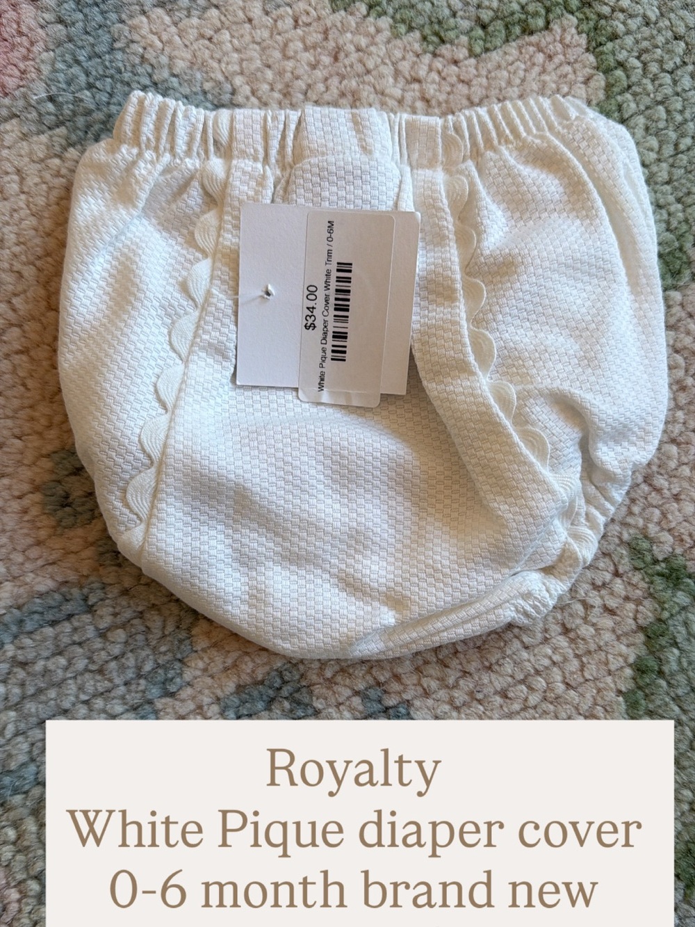 Royalty For Me White Pique Diaper Cover